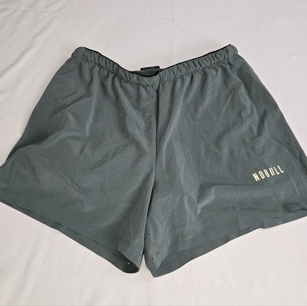 NOBULL Men's Athletic Shorts in Dark Teal with Yellow Logo